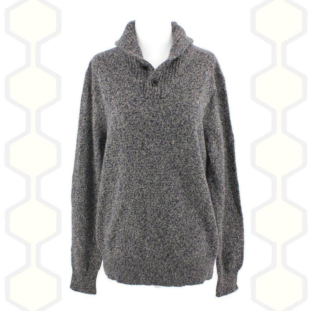 J Crew Sweater Pullover Gray Collar Buttons L
